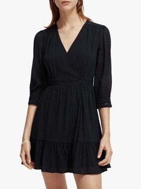 NWT Scotch & Soda Black Wrap Mini Dress, Size 6*